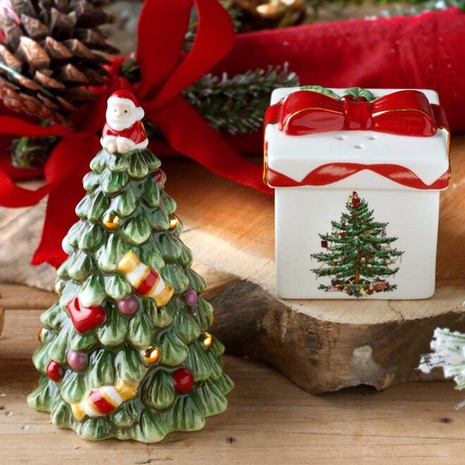 Christmas Tree Figural Gift & Tree Salt & Pepper Set