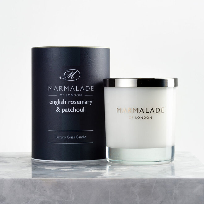 English Rosemary & Patchouli Glass Candle