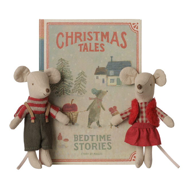 Christmas Twin Mice, Little Sister & Brother in Book