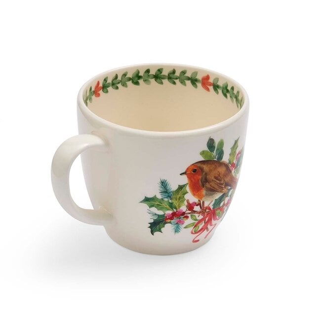 Botanic Garden Christmas Holly Latte Mug, Robin