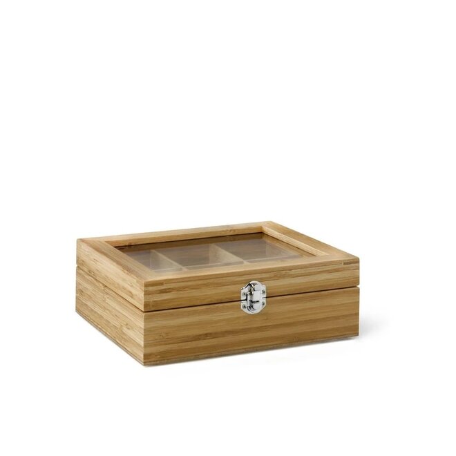6 Compartment Bamboo Tea Box With Window