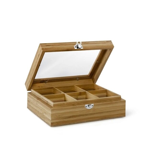 6 Compartment Bamboo Tea Box With Window