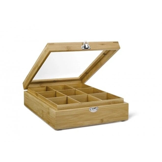 9 Compartment Bamboo Tea Box With Window