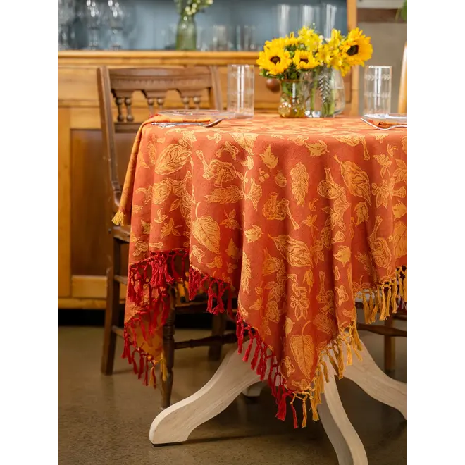 Mushroom Jacquard Tablecloth Gold & Rust - 60" x 108"