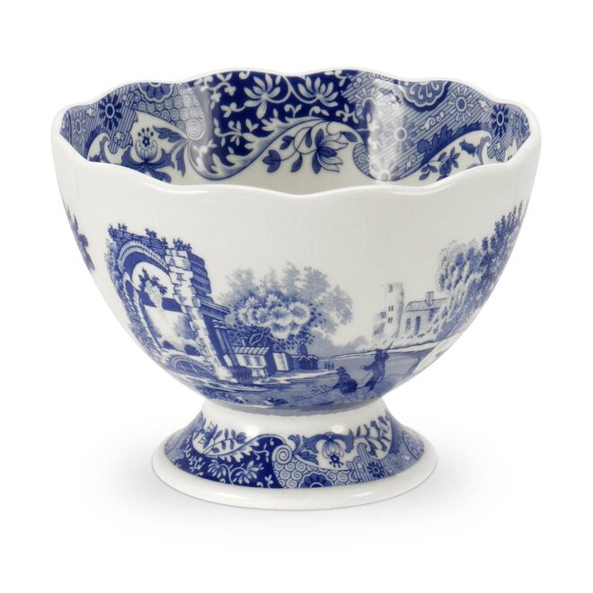Blue Italian Footed Bowl
