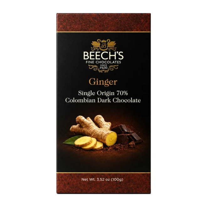 Beech's Colombian 70% Ginger Dark Chocolate