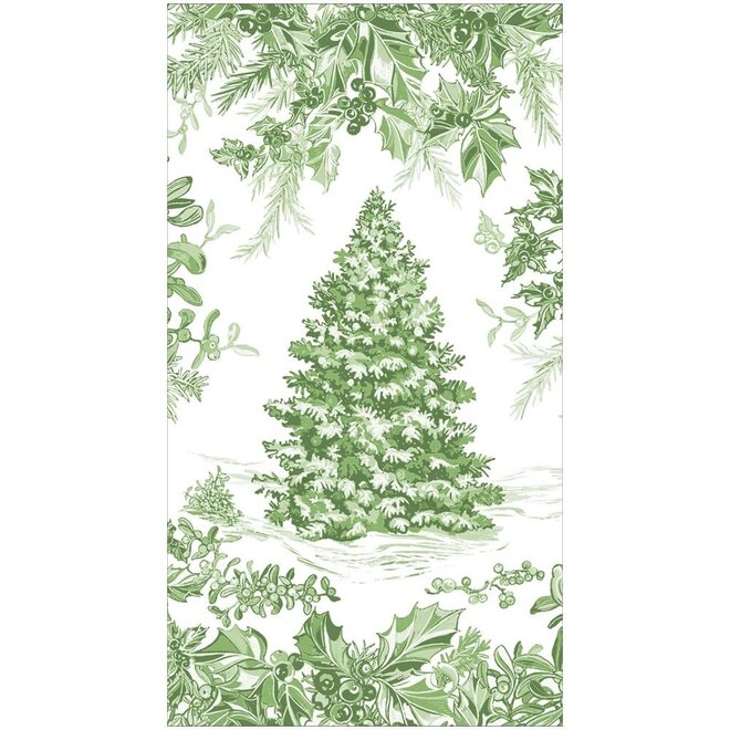 Christmas Tree Toile Sage Hostess Napkins