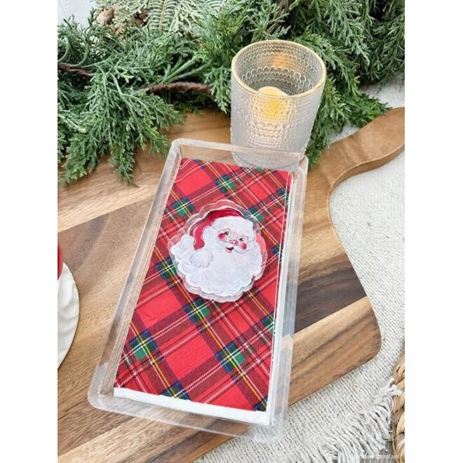 Santa Tartan Hostess Napkin & Caddy Set