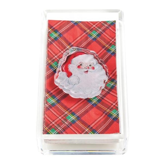 Santa Tartan Hostess Napkin & Caddy Set