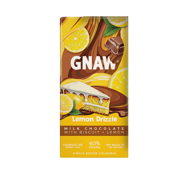 Gnaw Lemon Drizzle Cake Milk Chocolate Bar