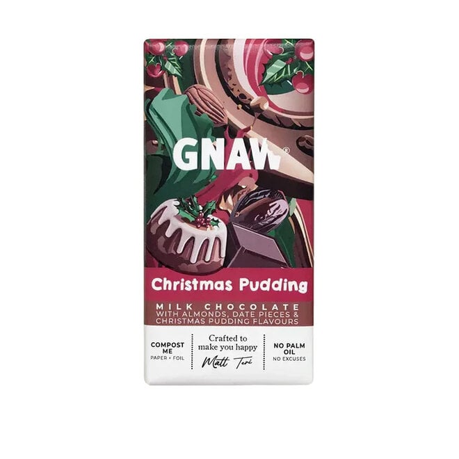Gnaw Christmas Pudding Chocolate Bar