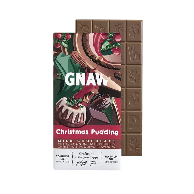 Gnaw Christmas Pudding Chocolate Bar