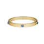 Forget-Me-Not Cabochon & Gold Ribbed Push-On Bangle