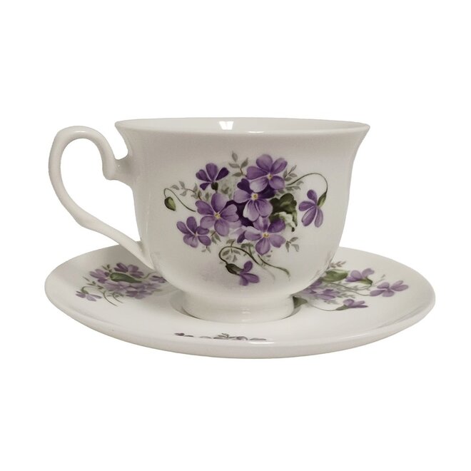Adderley Ceramics Wild Violet Teacup & Saucer