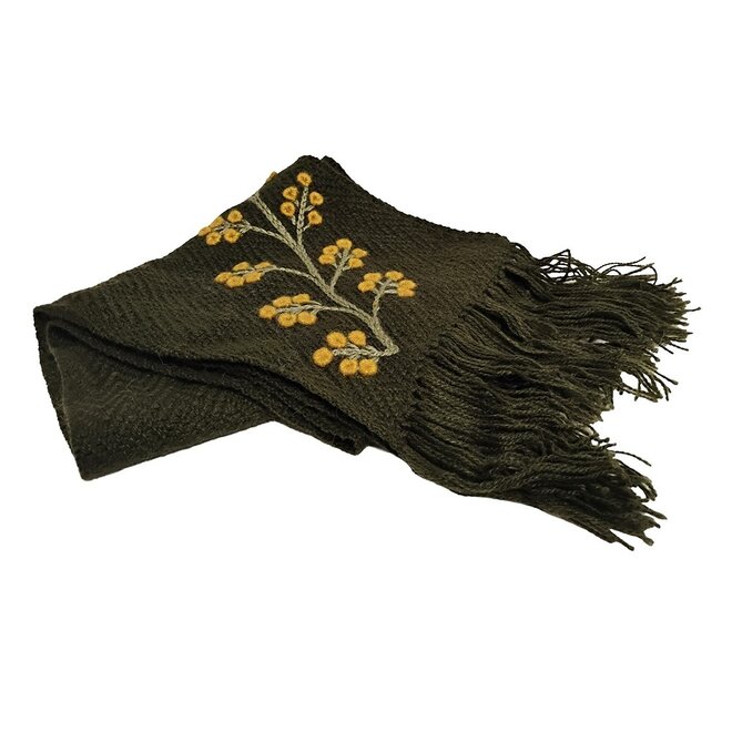 Olive Green Cherry Blossom Scarf