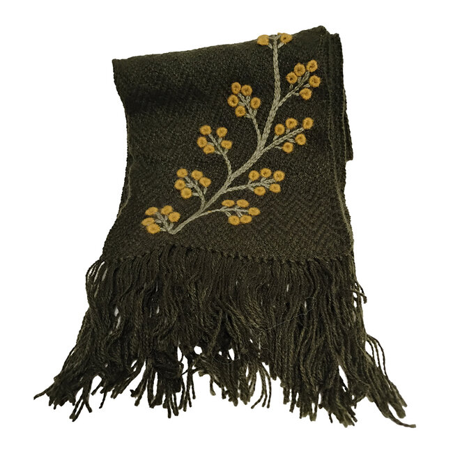 Olive Green Cherry Blossom Scarf