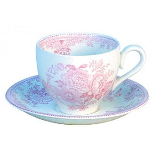 Burleigh Pottery Asiatic Pheasants Pink Teacup and Saucer Burleigh Pottery Asiatic Pheasants Pink Teacup and Saucer