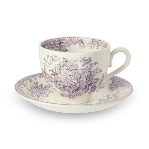 Burleigh Pottery Asiatic Pheasants Plum Teacup and Saucer Burleigh Pottery Asiatic Pheasants Plum Teacup and Saucer