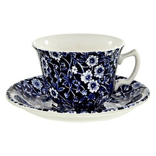 Burleigh Pottery Calico Blue Teacup & Saucer Burleigh Pottery Calico Blue Teacup & Saucer