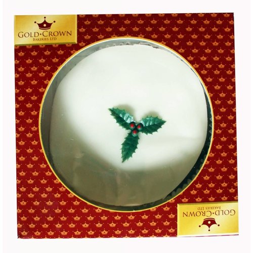 Gold Crown Top Iced Boxed Christmas Cake 681g Gold Crown Top Iced Boxed Christmas Cake 681g