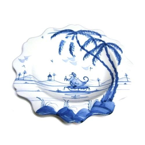 Isis Ceramics Isis Blue Playful Monkeys - Fife - Scallop Dessert Plate Isis Ceramics Isis Blue Playful Monkeys - Fife - Scallop Dessert Plate