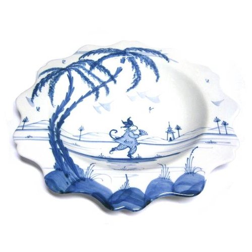 Isis Ceramics Isis Blue Playful Monkeys - Candace - Scallop Dessert Plate Isis Ceramics Isis Blue Playful Monkeys - Candace - Scallop Dessert Plate
