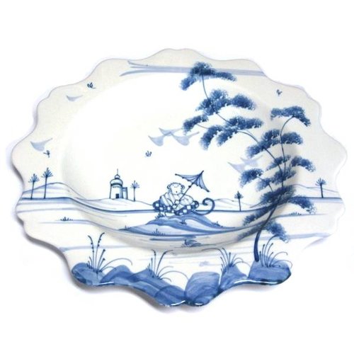 Isis Ceramics Isis Blue Playful Monkeys - Clement - Scallop Dessert Plate Isis Ceramics Isis Blue Playful Monkeys - Clement - Scallop Dessert Plate