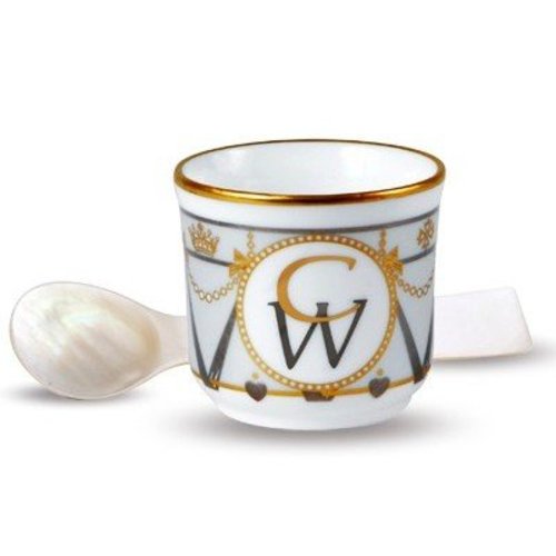 Halcyon Days Halcyon Days Royal Wedding Porcelain Egg Cup w/ Mother of Pearl Spoon Halcyon Days Halcyon Days Royal Wedding Porcelain Egg Cup w/ Mother of Pearl Spoon