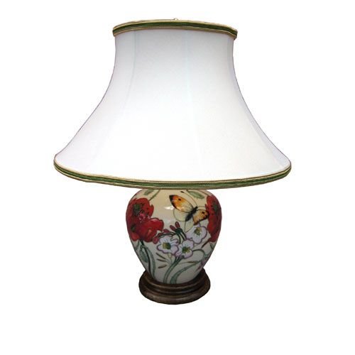 Moorcroft Pottery Moorcroft Butterfly Collection Lamp with Shade Moorcroft Pottery Moorcroft Butterfly Collection Lamp with Shade