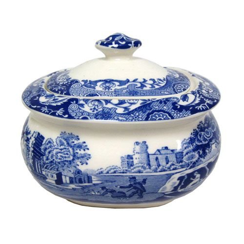 Spode Spode Blue Italian Covered Sugar Spode Spode Blue Italian Covered Sugar