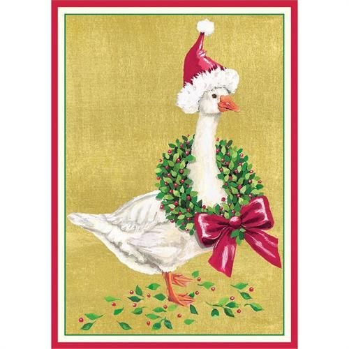 Caspari Caspari Christmas Cards - Goose with Wreath Caspari Caspari Christmas Cards - Goose with Wreath