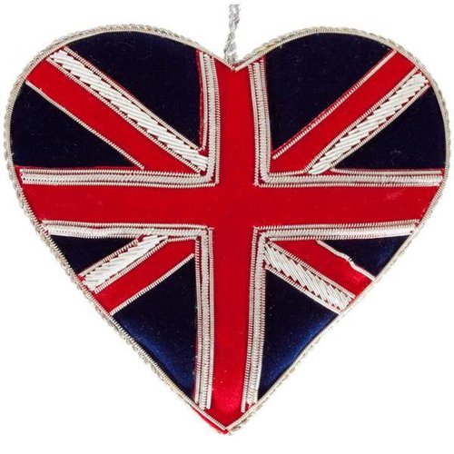 St. Nicolas St. Nicolas Sparkly Union Jack Heart Ornament St. Nicolas St. Nicolas Sparkly Union Jack Heart Ornament