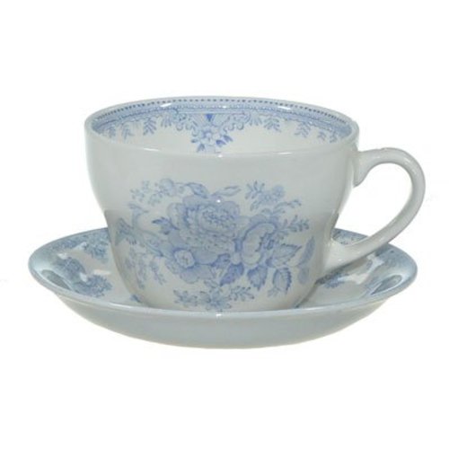 Burleigh Pottery Asiatic Pheasants Blue Breakfast Mug and Saucer Burleigh Pottery Asiatic Pheasants Blue Breakfast Mug and Saucer