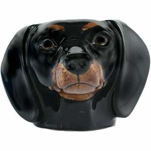 Quail Ceramics Quail Dachshund Face Egg Cup Black/Tan Quail Ceramics Quail Dachshund Face Egg Cup Black/Tan
