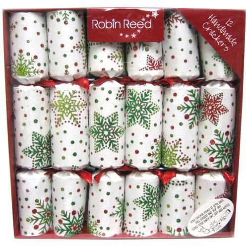 Robin Reed Multi Glitter Snowflakes Christmas Crackers - 12 Count Robin Reed Multi Glitter Snowflakes Christmas Crackers - 12 Count