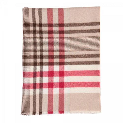 Johnstons of Elgin Johnstons Extra Fine Merino Contemporary Check Throw - Raspberry Johnstons of Elgin Johnstons Extra Fine Merino Contemporary Check Throw - Raspberry