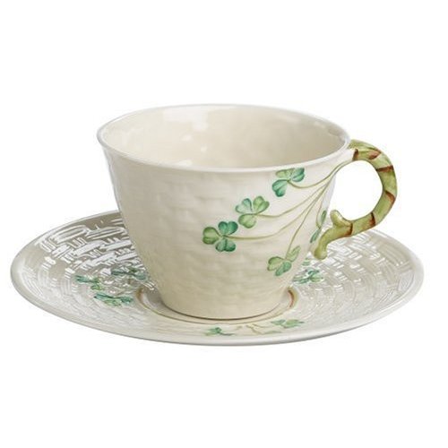 Belleek Belleek Shamrock harp Teacup & Saucer Set Belleek Belleek Shamrock harp Teacup & Saucer Set