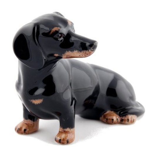 Quail Ceramics Quail Dachshund Money Box (Black/Tan) Quail Ceramics Quail Dachshund Money Box (Black/Tan)