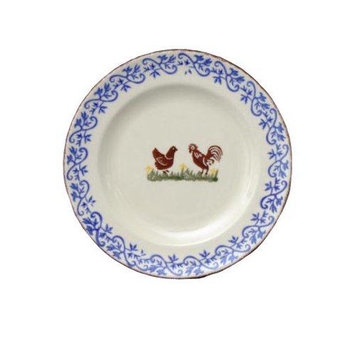Brixton Pottery Brixton Pottery Hen and Cock Dessert Plate Brixton Pottery Brixton Pottery Hen and Cock Dessert Plate