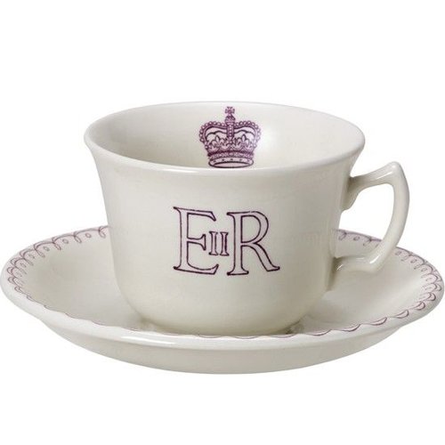 Burleigh Pottery Burleigh Queen's 90th Birthday Teacup & Saucer Burleigh Pottery Burleigh Queen's 90th Birthday Teacup & Saucer