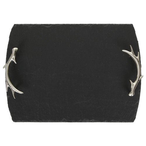 Slate Medium Serving Tray, Antler Handles Slate Medium Serving Tray, Antler Handles