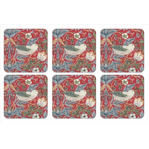 Pimpernel Pimpernel Strawberry Thief (Red) Coasters Pimpernel Pimpernel Strawberry Thief (Red) Coasters