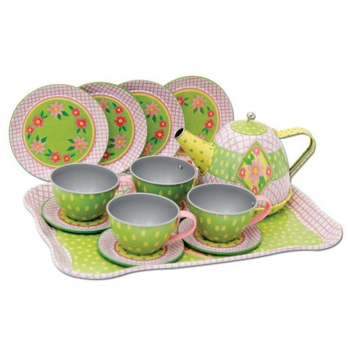 Schylling Schylling Children's Green Tin Tea Set Schylling Schylling Children's Green Tin Tea Set