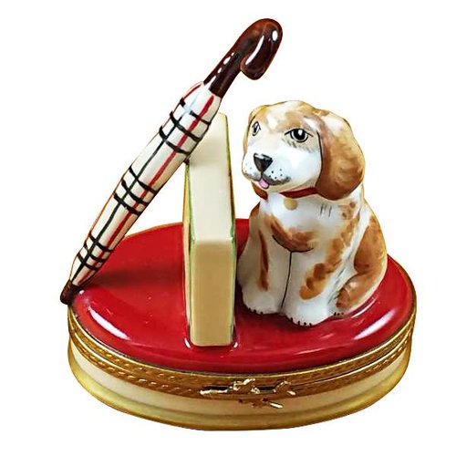 limoges Limoges Spaniel With Umbrella Box limoges Limoges Spaniel With Umbrella Box