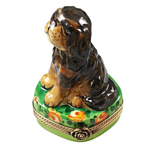 limoges Limoges Black and Tan King Charles Spaniel Box limoges Limoges Black and Tan King Charles Spaniel Box