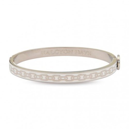 Halcyon Days Halcyon Days Slim Chain Bangle - Cream and Palladium Halcyon Days Halcyon Days Slim Chain Bangle - Cream and Palladium