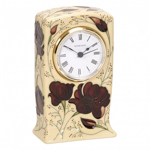 Moorcroft Pottery Moorcroft Chocolate Cosmos Clock CL1 Moorcroft Pottery Moorcroft Chocolate Cosmos Clock CL1