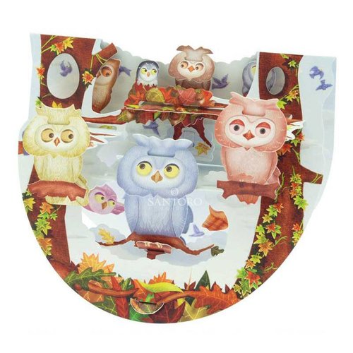 Santoro London Santoro Pop-up Card - Owls Santoro London Santoro Pop-up Card - Owls