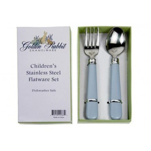 Golden Rabbit Enamelware Blue Baby Flatware Set Golden Rabbit Enamelware Blue Baby Flatware Set