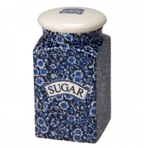 Burleigh Pottery Calico Blue Square Storage Jar - Sugar Burleigh Pottery Calico Blue Square Storage Jar - Sugar